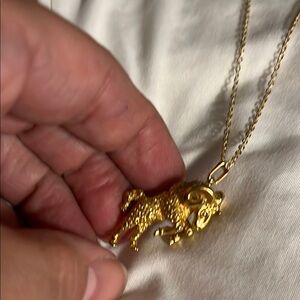 Gold Tone Capricorn/Ram Pendant Necklace